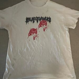 Goth White Graphic T-Shirt with Red Design